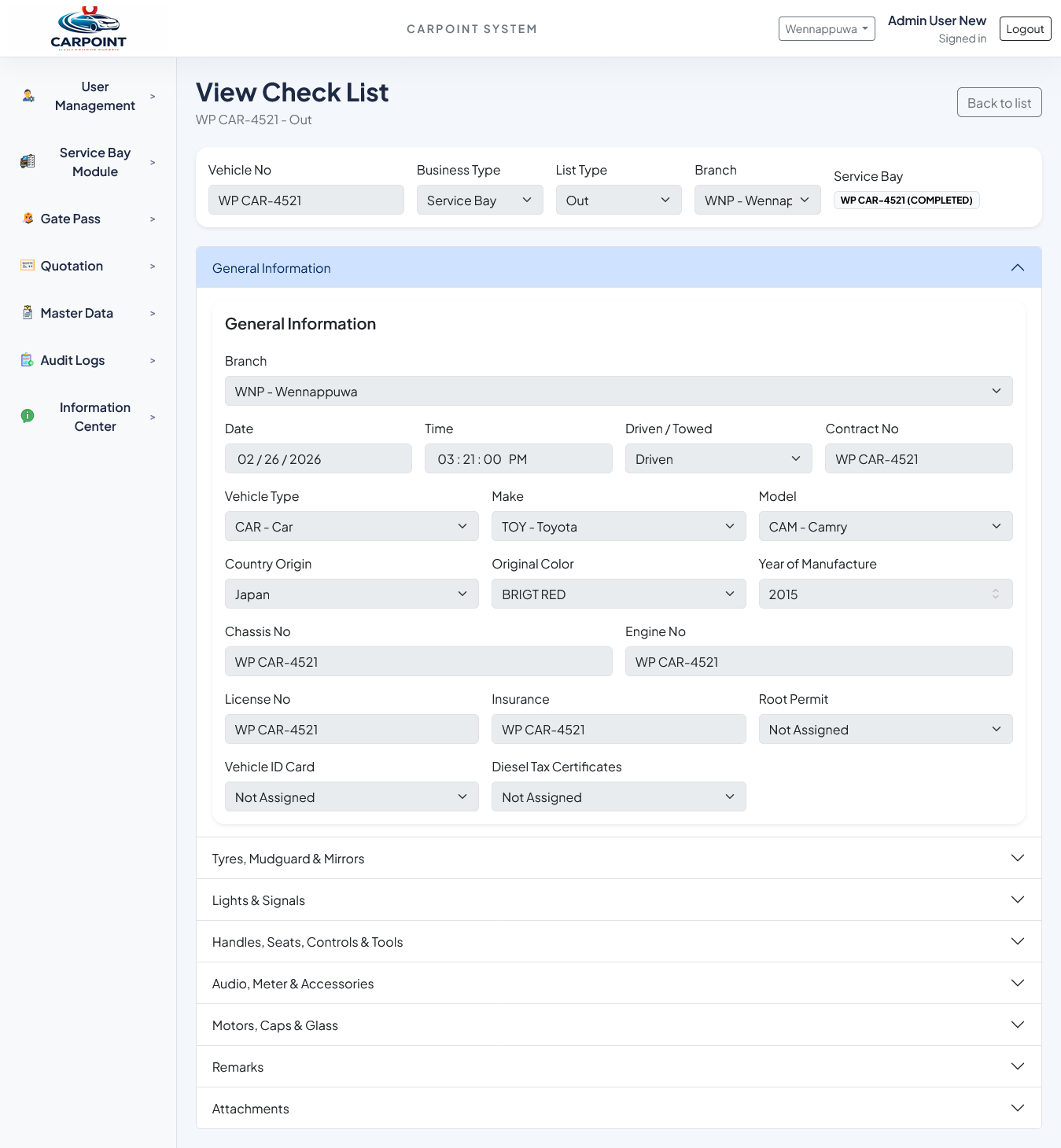View Checklist